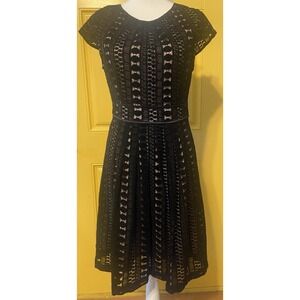 Easley Crochet Black Dress Medium 32 Chest 36 Length Career Cap Sleeve
